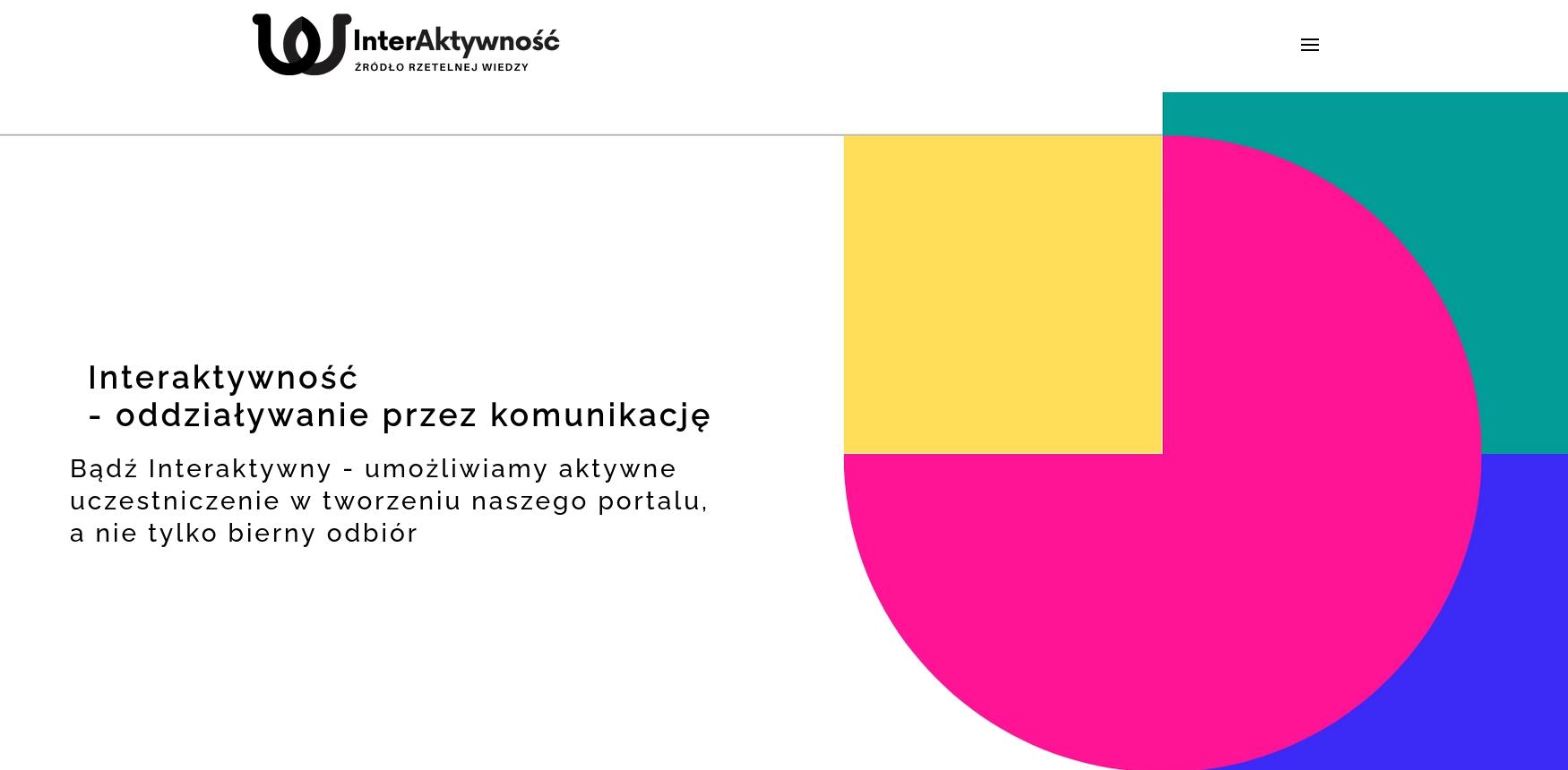 Zrzut ekranu witryny przedstawiający jej główną sekcję